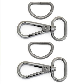 CRAFTMEMORE - Juego de 2 ganchos giratorios de 3/4 pulgadas con cierre de langosta para puerta de empuje, clips de moda con anillos en D de 3/4 pulgadas, accesorios para manualidades FSD2 (plomizo,