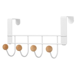 Fdit Back Door Hook Chinese Cherry Iron Horizontal Door Towel Rack for Home (4 Hooks)