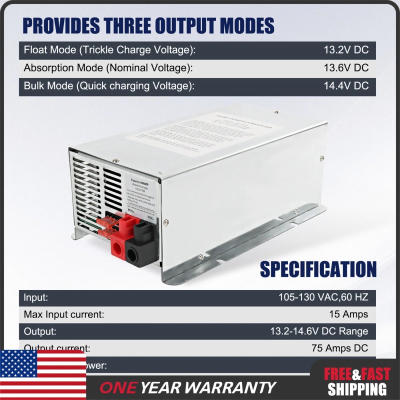 autostore2023 Detect Deckmount Converter Charger 75 Amp Fits For RV