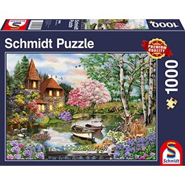 Schmidt Spiele 58985 Jigsaw Puzzle 1000 Pieces House by the Lake