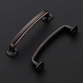 5 Pack Cabinet Handles Arch Cabinet Pulls - 3-3/4 Inch Drawer Pulls Oil Rubbed Bronze Kitchen Cabinet Handles Curved Dresser Handles Solid Cabinet Door Handles for Kitchen Cabinet Hardware