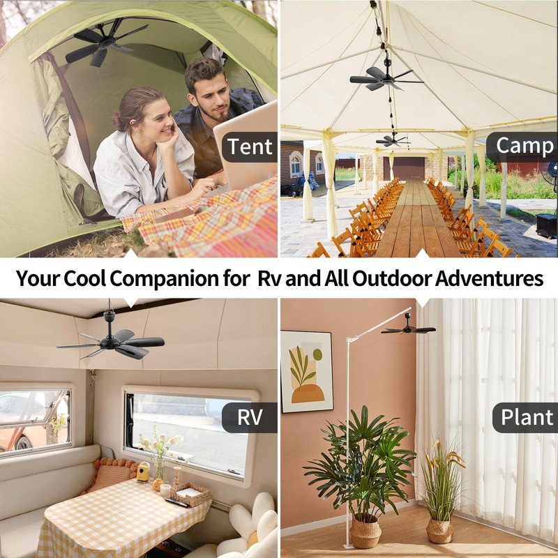 17.7" Inch Portable Ceiling Fan with Remote Control Timing 3