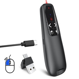 Presentation Clicker PowerPoint Wireless Presenter Remote: Type C Rechargeable Auto Air Mouse Clickers with Red Laser Pointer for Computer Project Mac Slideshow PPT Google Slide Advancer