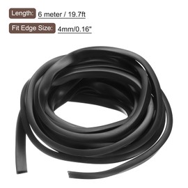 sourcing map sourcing map U Channel Edge Trim, 19.7ft Length Rubber Guard Seal Strip Edge Protector Flat Type Fit for 4mm Edge, (11/32" W x 7/16" H) Black