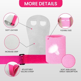 Amrta Gymnastics Grips Wristbands Sets for Girls Youth Kids 2 Pair Palm Protection Equipment with Wrist Support, Gymnastic Bar Grip Gloves Set Weightlifting Sports Workout (S, Purple-Pink)