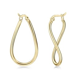 MATERIA by Matthias Wagner Women's Creole Earrings 925 Silver Curved in 3 Colours, Silver