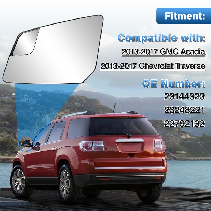 TOP-MAX Driver Side Mirror Glass Replacement For GMC Acadia Chevy