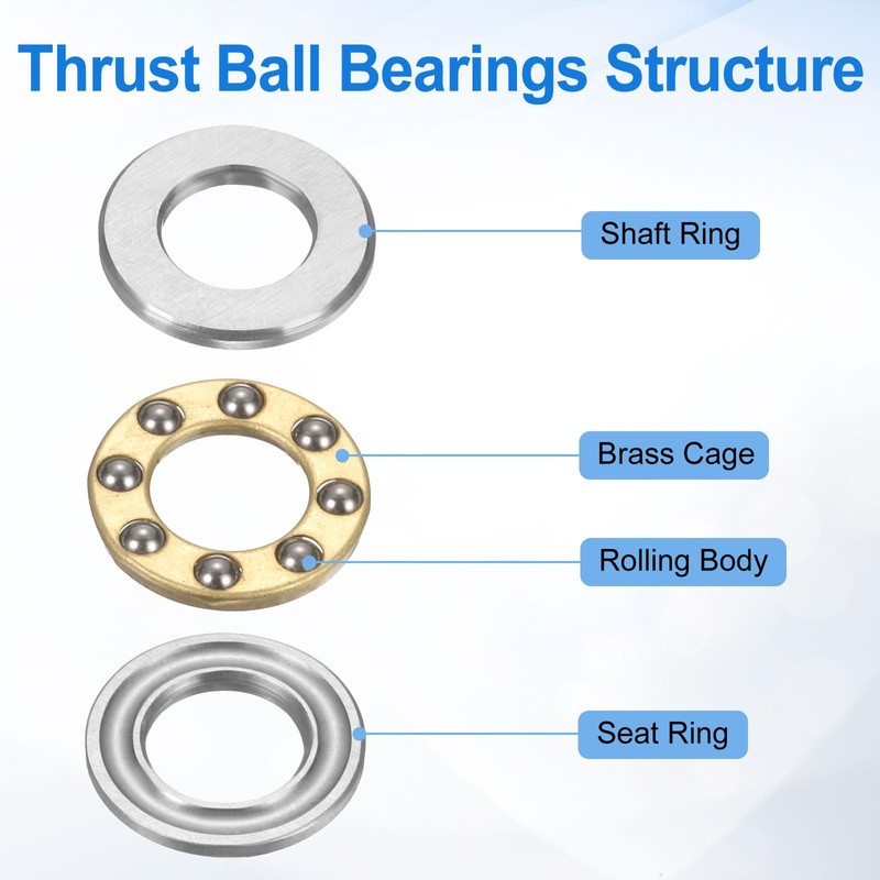 sourcing map 12pcs F7-13M Thrust Ball Bearings, 7mm x 13mm