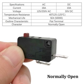 Microwave Oven Door Switch Replacement Part, 16A 125VAC, KW3AT-16 (Downward Compatible with KW3A-16), Normally Open + Normally Closed