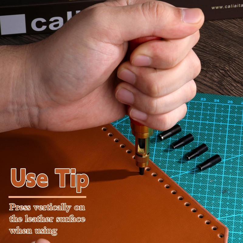 Mnuizu Adjustable Japanese Screw Punch, Screw Hole Punch, 6 Tip