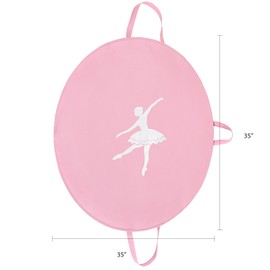LOVEGRASS Tutu Garment Bag for Kids, 35" Tutu Bag for Hanging Clothes, Pancake Dance Bag for Dance Costume, Round Ballet Bag with 3 Handles for Children Girls, Pink