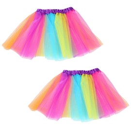Benaewa 2 Pcs Pink Tutu, 80s Costume Neon Tutu Skirts for Women, Child Dress-Up Parties Dancing