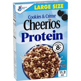 Cheerios Protein Cereal, Cookies and Crème, 8g Protein, Large Size, 11.2 oz