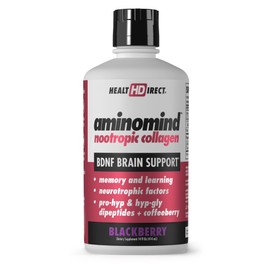 HEALTH DIRECT - AminoMind - Nootropic Collagen Supplement for Brain Health and BDNF - Pro-Hyp & Hyp-Gly Dipeptides, Coffeeberry Antioxidants - BlackBerry - 14 Fl Oz (28 Servings)