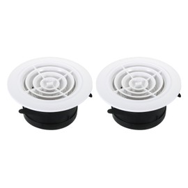 PATIKIL 4 Inch Round Air Vent, 2 Pack Adjustable Ceiling Diffuser Grill Cover ABS Louver Soffit Vent with Screen for Bathroom Kitchen Living Room, Rotate Type