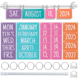 Calendar Bulletin Board Set Rainbow Flip Calendar with Holder Adjustable Calendar Holder Includes 54 Date Cards for Classroom Home Decor(Colorful)