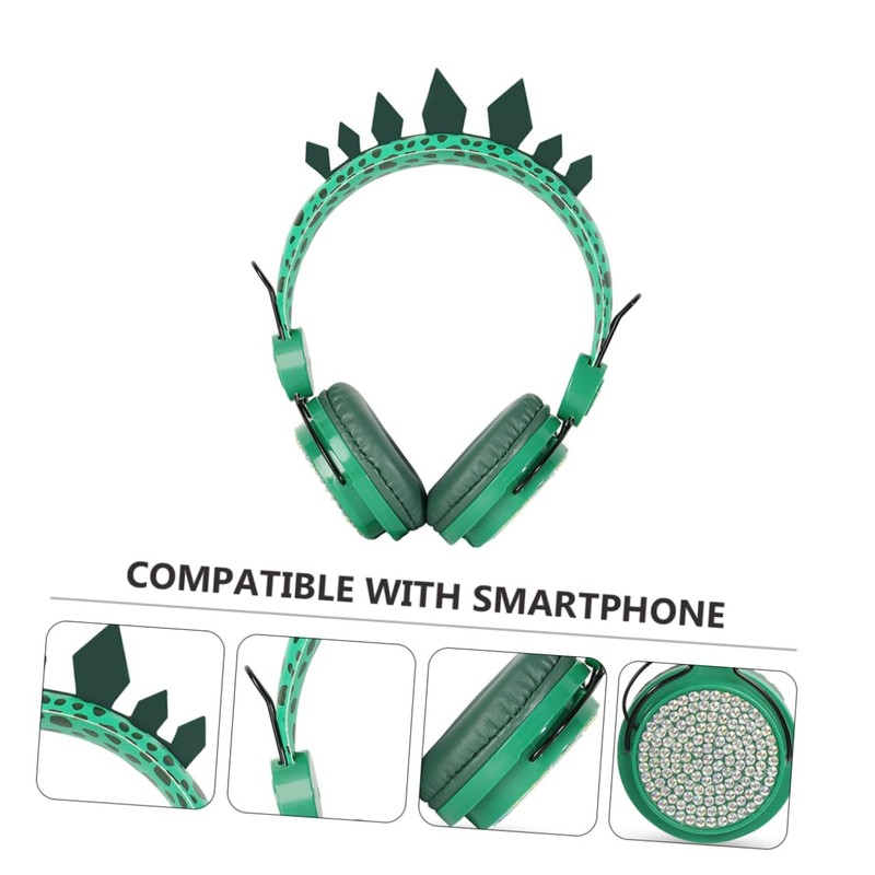 Mipcase Rhinestone Dinosaur Headphones for Headset with Mic Safe Volume