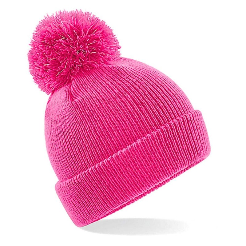 Beechfield Children's Winter Hat Junior Reflective Bobble Beanie - Blue