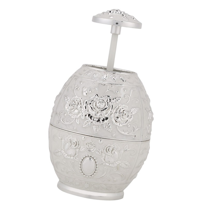 Metal Zinc Alloy Toothpick Holder Flower Pattern Hand Press Toothpick