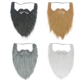 HAMILO Beard, Beard, Old Man, Cosplay, Hermit, Mountain Man, Santa Cos, Set of 4