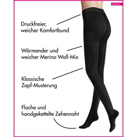 Hudson Women's Tights Winter Plait Warming, Black 0005