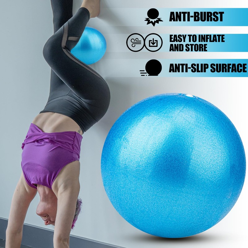 Mini Pilates Ball with Inflatable Straw, 9 Inch Exercise Ball