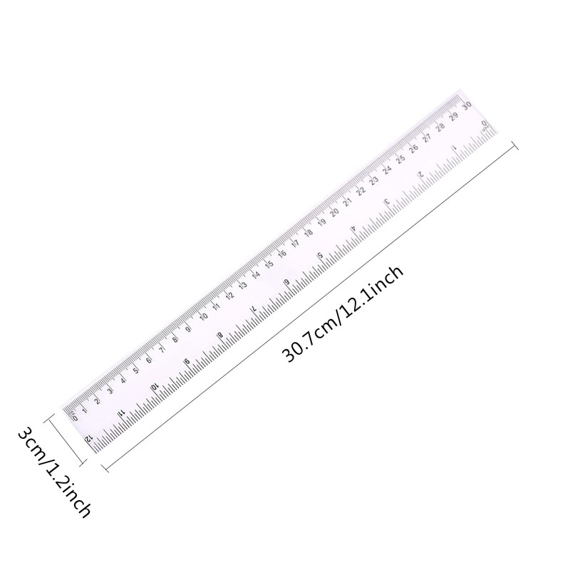 4 Pack 30cm Ruler Multipack Clear Ruler Plastic Rulers 12
