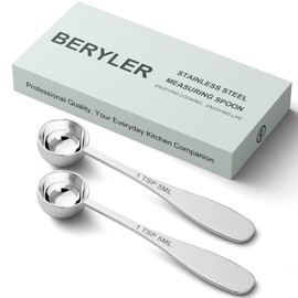 BERYLER 2PCS 1 Teaspoon(5 mL | 5 cc | 1/3 Tablespoon) Single Measuring Spoon, Stainless Steel Individual Measuring Scoop, Metal Measuring Spoons Only