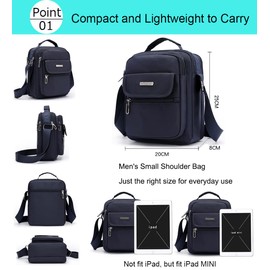 zhongningyifeng Men's Shoulder Bag Nylon Messenger Bag Crossbody Purse Waterproof Lightweight for Travel Work Outdoor