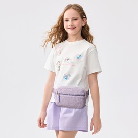 cotmcor Kids Fanny Pack for Girls Teens Plush Belt Bag Cute Crossbody Waist Bag Ages 6-8 8-10 8-12 Gift Plush Lavender Purple