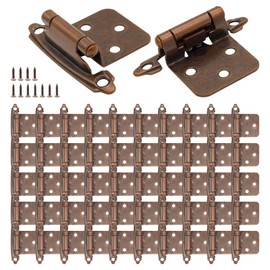 SHUTTLE GENIUS 1/2 Inch Overlay Cabinet Hinges, Antique Copper, 50 Pack(25 Pairs), Self Closing, Semi-Concealed Face Mount