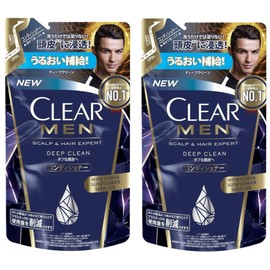 Clear For Men Deep Clean Conditioner, Refill (For Tough Scalp), 9.9 oz (280 g) x 2 Packs