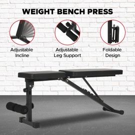 X-RUSH Basic Weight Bench for Home Gym, Foldable Workout Bench with 8 Backrests, 660LBS Weight Capacity Adjustable lightweight Bench, BLACK