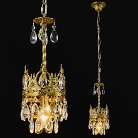 BNHHLZ Modern Crystal Chandelier, Gold Crystal Pendant Lighting Fixture, Elegant Crystal Ceiling Light for Kitchen Island Dinning Living Room Bedroom Hallway (1 Pack)