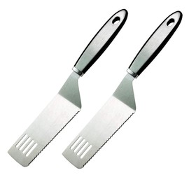 Juego de 2 servidores de tartas de acero inoxidable para cortar y servir, incluye espátula dentada y espátula para cortar pizza