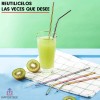 Importeek 2 Popotes Acero Metalico Reusable + Cepillo Limpiador Eco