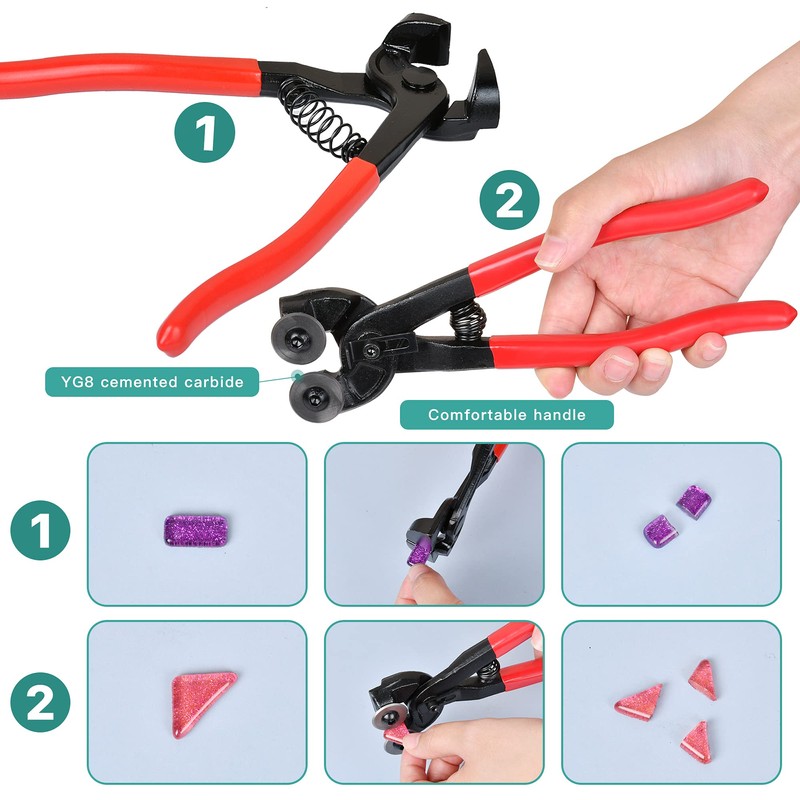 Worldity 19 Pcs Mosaic Tools Kit, Heavy Duty Glass Mosaic