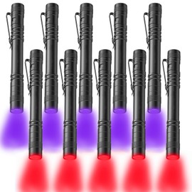MVIOCS 10pack Red UV Black Light Bright Small Flashlights, LED Mini Flashlight High Lumens Pen Light, Pocket Flashlight Torch with Clip, Flash Light for Camping,Outdoor, Emergency, Night Observation