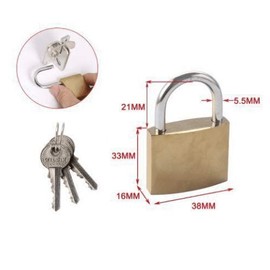 CABLEPELADO Solid Brass Gold Tone Padlock Brass Padlock Security Lock Solid Brass Gold Tone with 2 Keys Size 38mm
