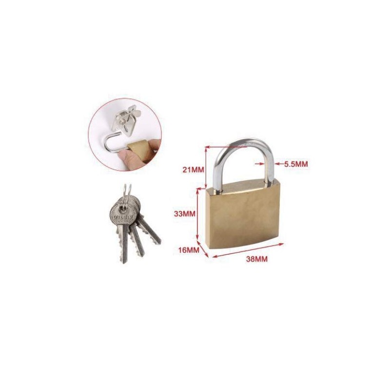 CABLEPELADO Solid Brass Gold Tone Padlock Brass Padlock Security Lock