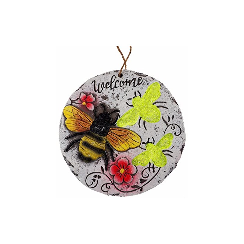 Hanging Welcome Garden Quote 16cm Round Plaques - Honey Bumble