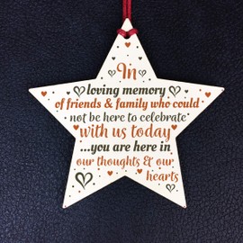 RED OCEAN Hanging Wooden Star Christmas Tree Decoration Mum Nan Dad Grandad Memorial Ornament Gift