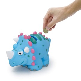 DreamsEden Mini Dinosaur Piggy Bank, Unbreakble Small Cute Plastic Little Triceratops Dino Coin Bank for Girls Boys