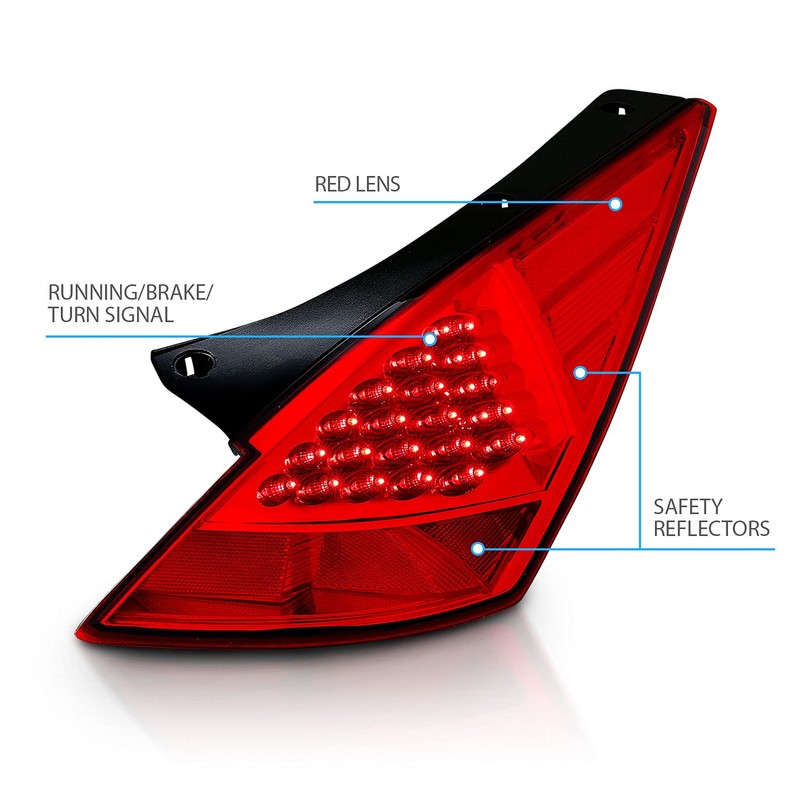 AmeriLite LED Replacement Taillights All Red Set For 350Z -