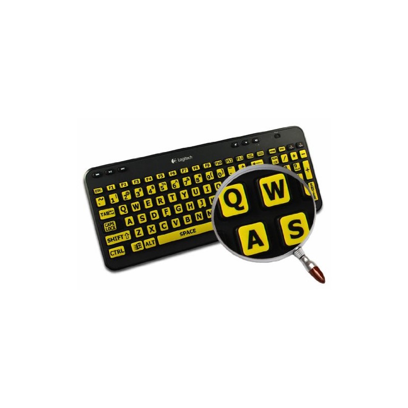 English US Large Lettering Keyboard Sticker (Upper CASE) ON Yellow