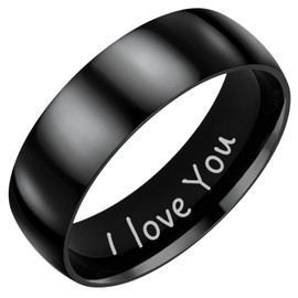 Willis Judd Mens Black Titanium Ring for Men In Wooden Gift Box 7mm Wedding Band Ring Mens Engagement Ring Promise Ring Comfort (U)