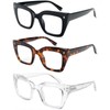 REAVEE 3 Pack Oversized Reading Glasses for Women, Blue Light
