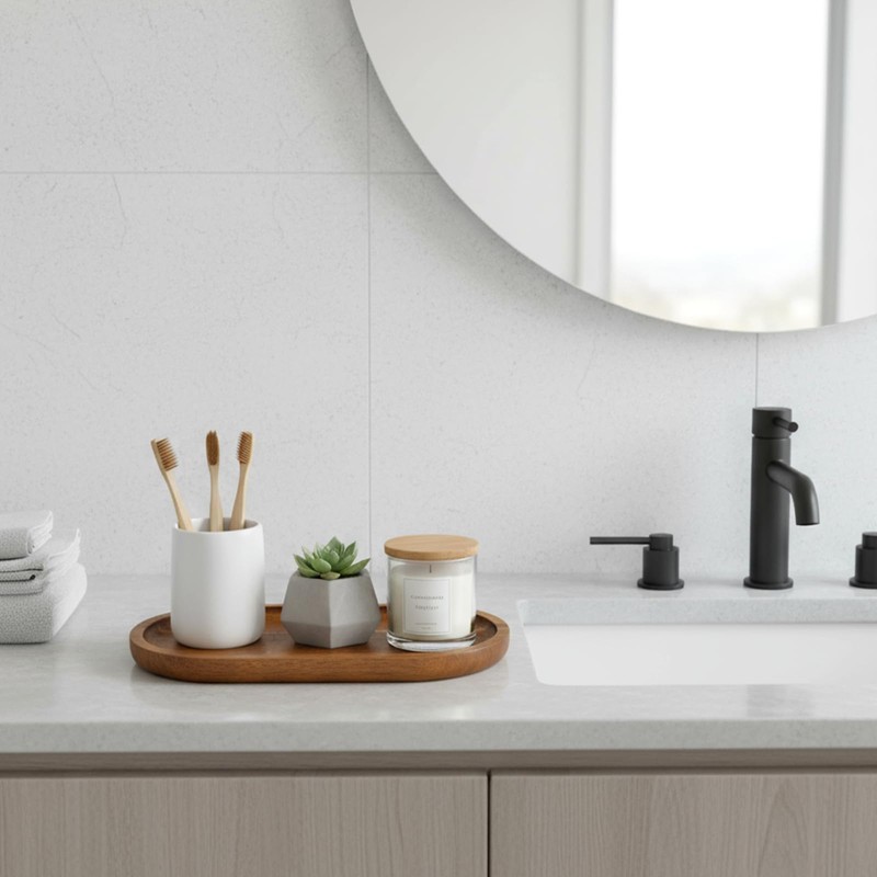 Small Wood Tray, 7.3"x 4" Mini Wooden Serving Tray Bathroom