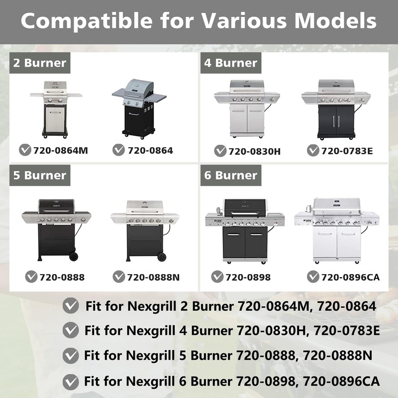 Barbqtime 6 Burner Grill Replacement Parts for Nexgrill 720-0898,720-0896CA, Porcelain