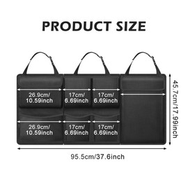 POHOVE 3 in 1 Car Boot Organizer, Trunk Storage Bag, Detachable Multi-pocket Car Seat Back Protector with Zipper, Foldable Travel Organizer